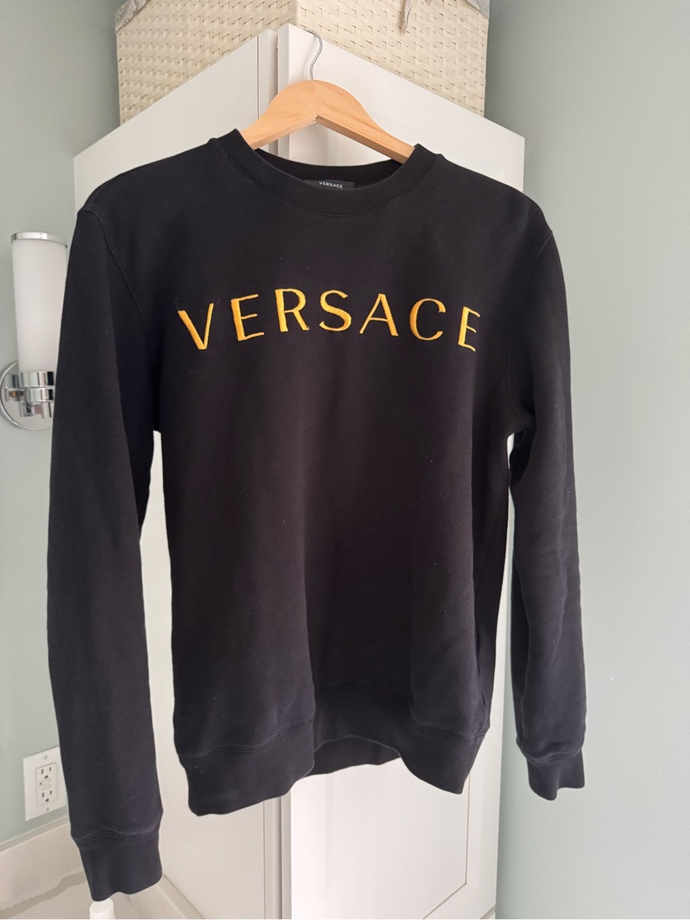 Versace Black Crewneck Sweatshirt with Gold Logo (100% authentic)
